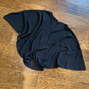 Black batwing wrap blouse